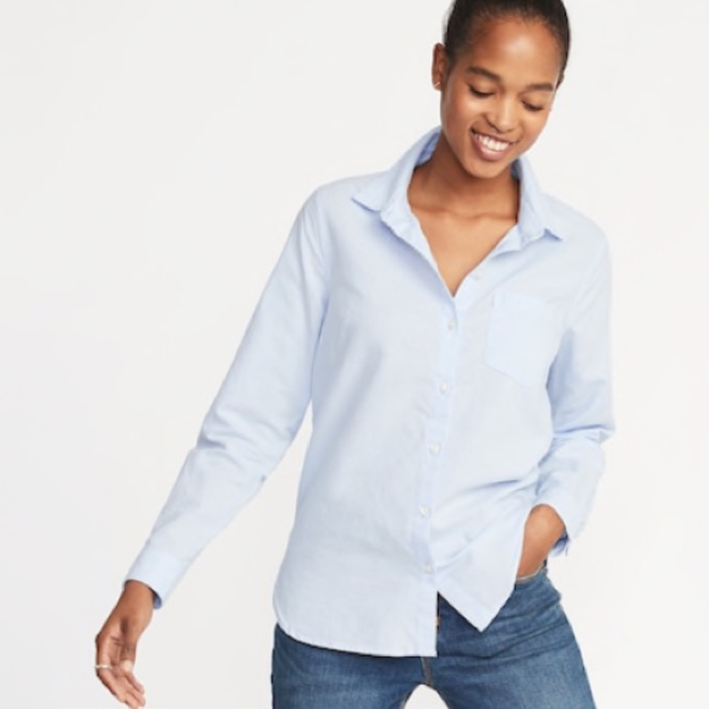 Old Navy blue button up long sleeve shirt. Size S.